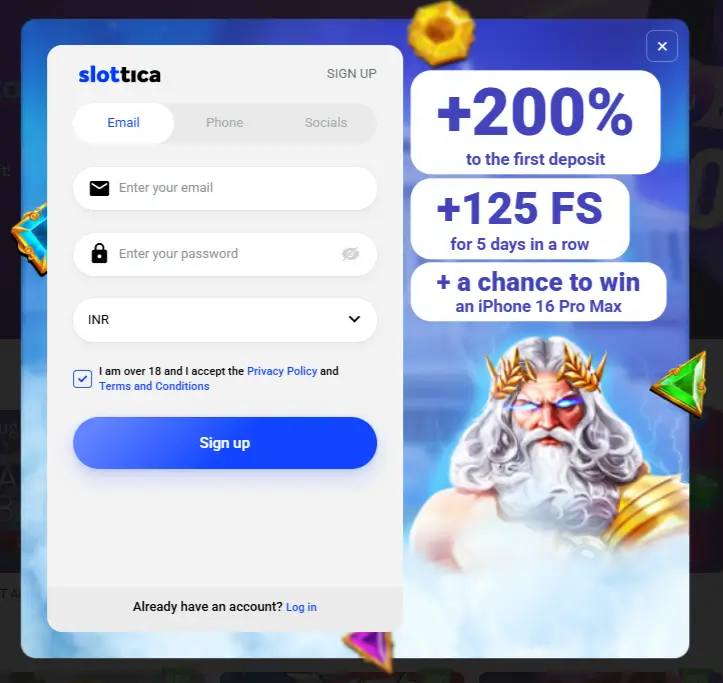 Slottica sports registration
